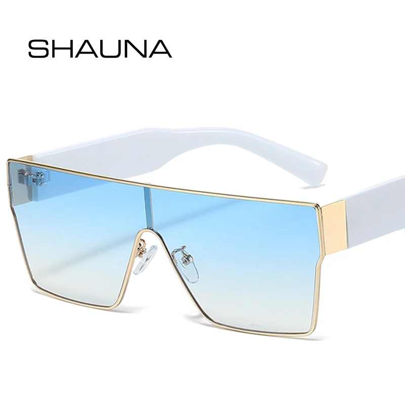 

SHAUNA Retro Oversized Square Women Sunglasses Fashion One Piece Clear Ocean Gradient Lens Shades UV400 Men Trending Sun Glasses