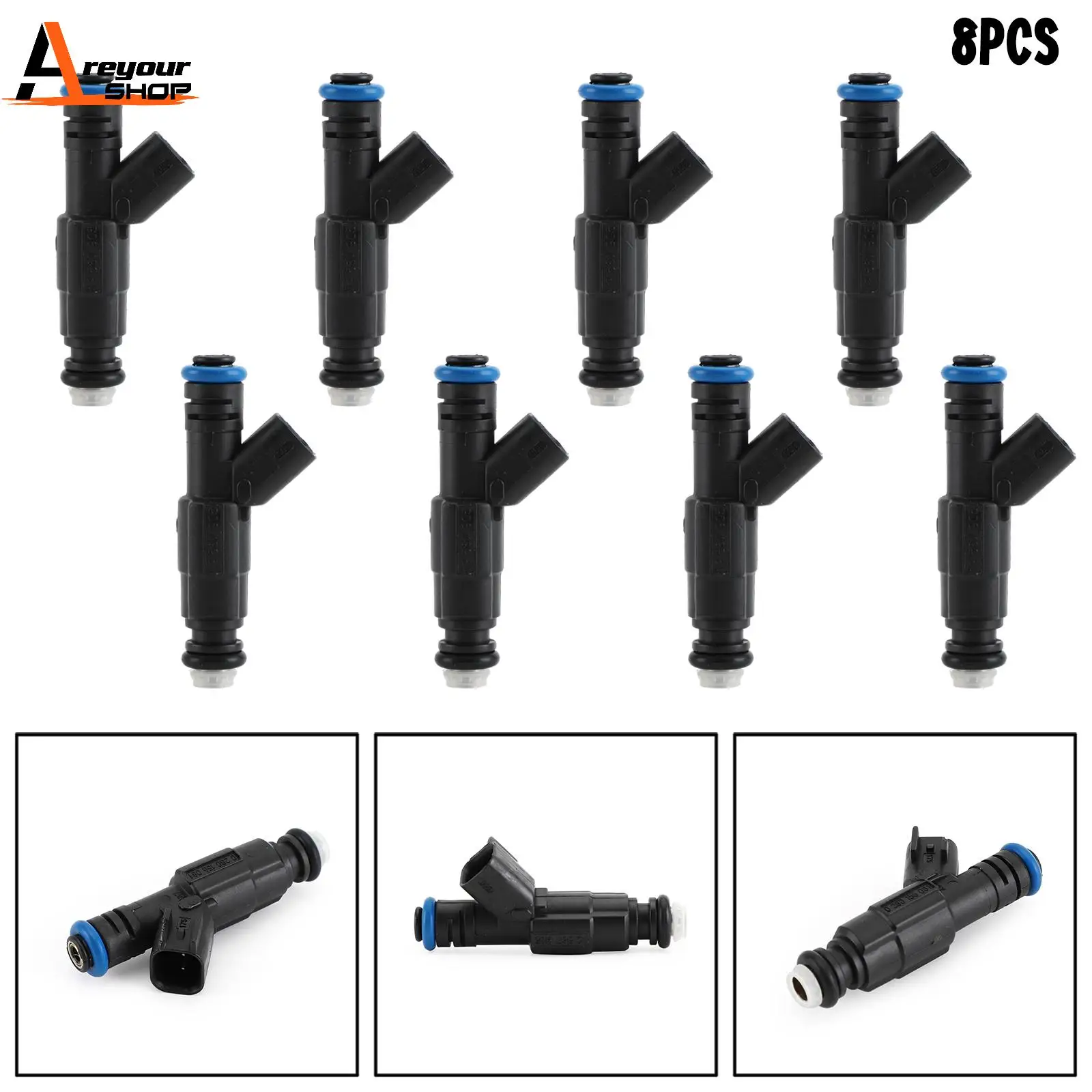 Areyourshop 8PCS Fuel Injectors Fit For Mercruiser V8 350 MAG 5.0 4.3 6.2 0280156081 12567905 Car Auto Parts