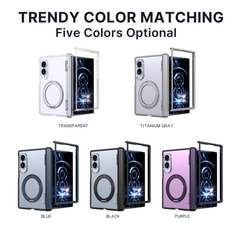 Dla Samsung Galaxy Z Fold 7 zFold 8 Wide 8 Ultra Cienkie Etui Magnetyczne Składane 360° °   Obrotowa osłona zawiasu stojaka pierścieniowego — zdjęcie produktu 6