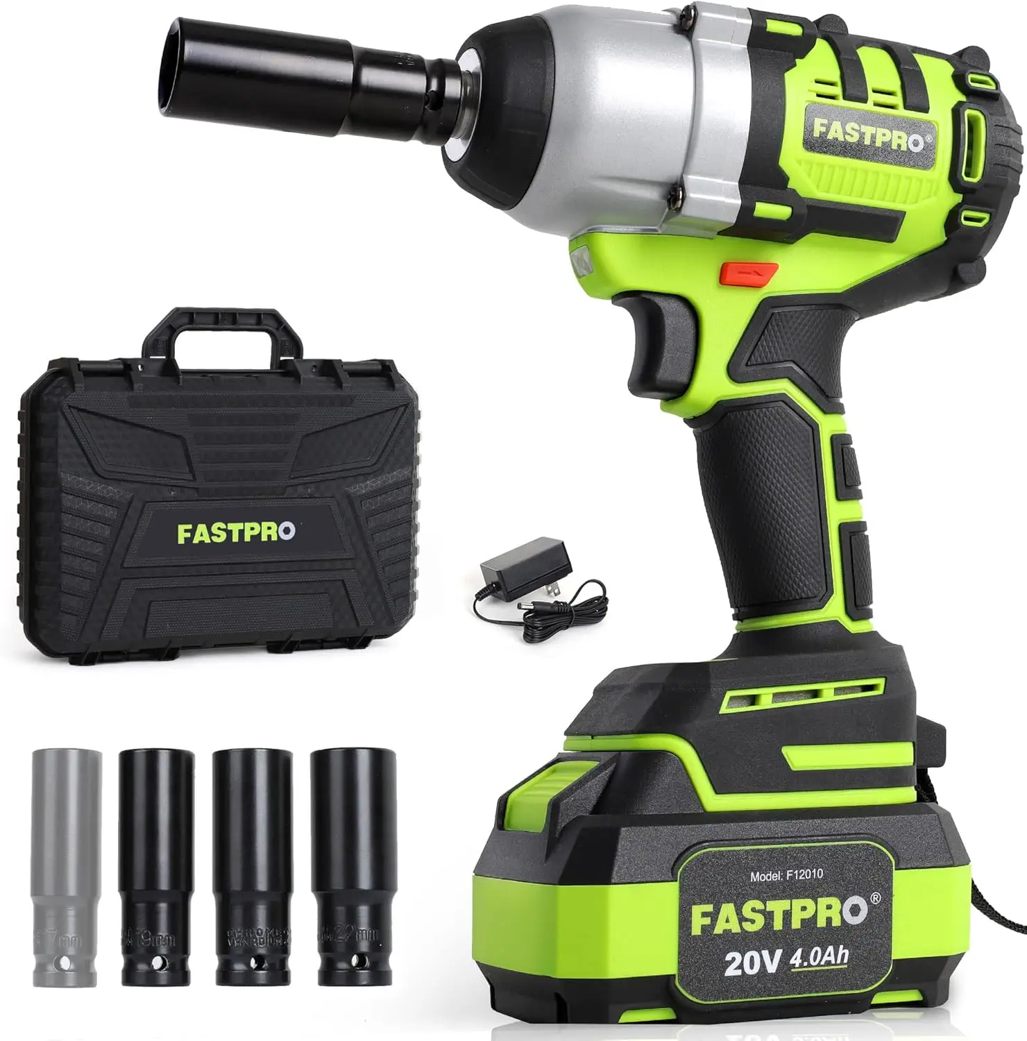 

Cordless Impact Wrench, 1/2 Inch Brushless Impact Gun (500N.M) with 4.0 Ah Battery & Charger, Includes 4 Sockets and Storage Cas