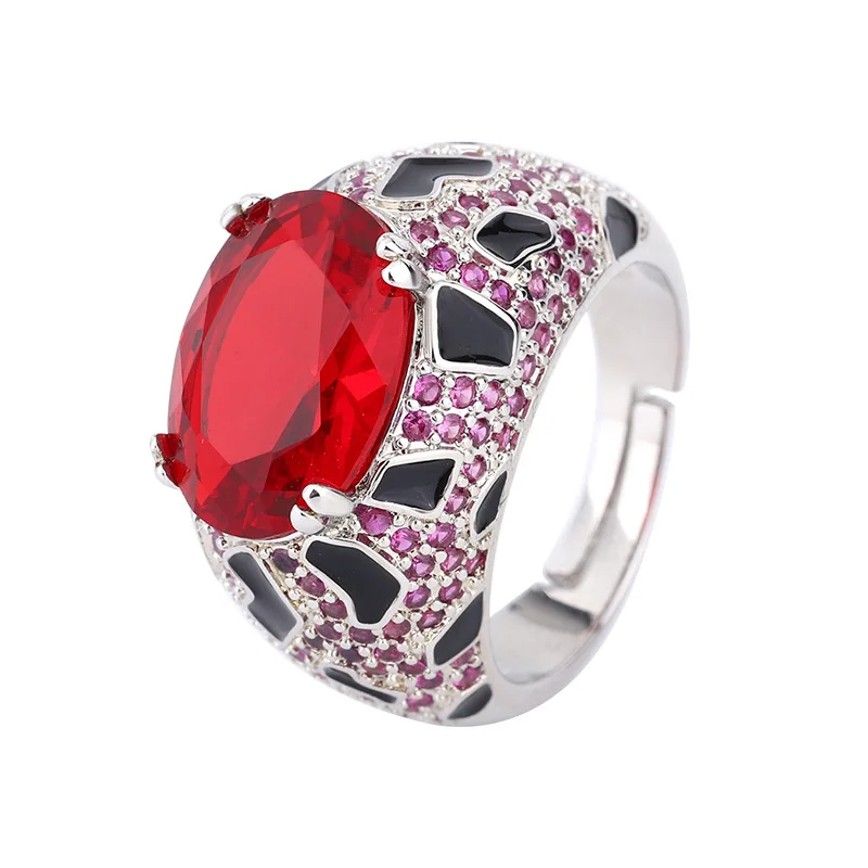 European and American Retro Tanzanite Micro Paved Full Diamond Gemstone for Women Royal Blue Zircon Ring