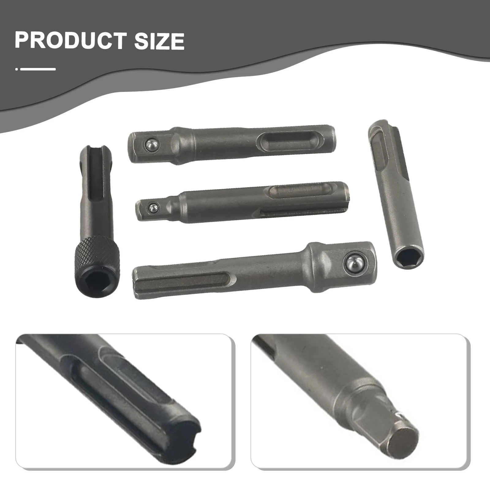 SDS Plus Socket Driver Drill Bit Hex Shank Chuck Adapter  5pcs Set  Spring Loaded Ball Bearing  Securely Holds Sockets