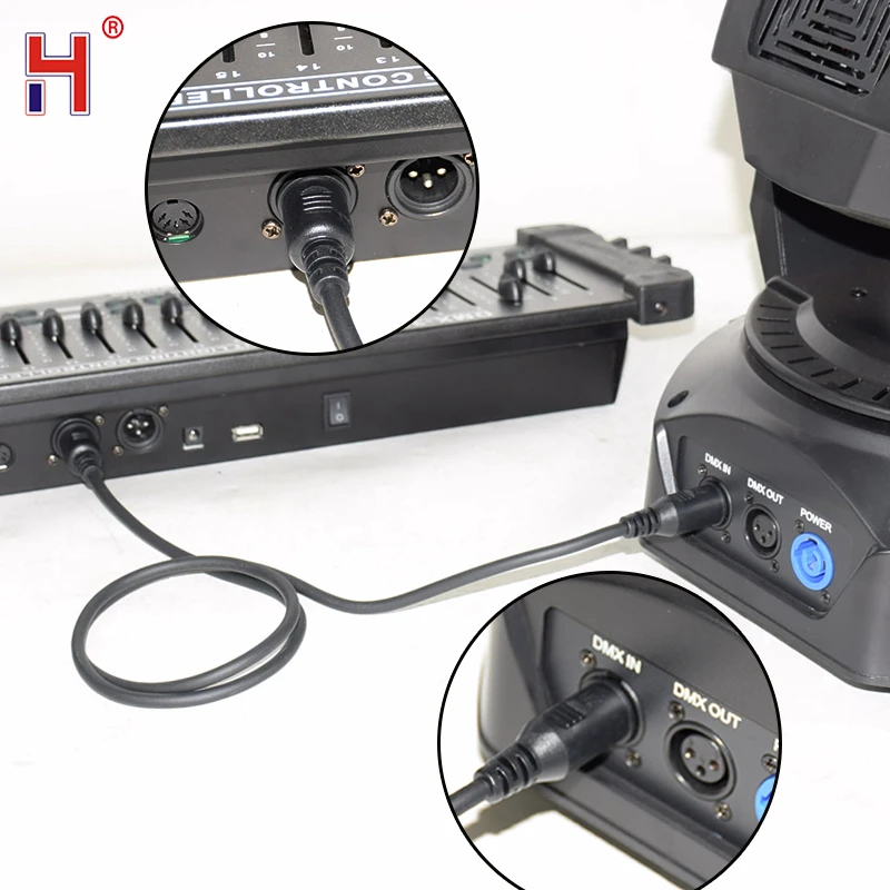 HongYi Cable DMX de 1m/2m/3m/5m/10m, conexión de señal de 3 pines, accesorios de luces de escenario para DJ, iluminación de punto de cabeza móvil,