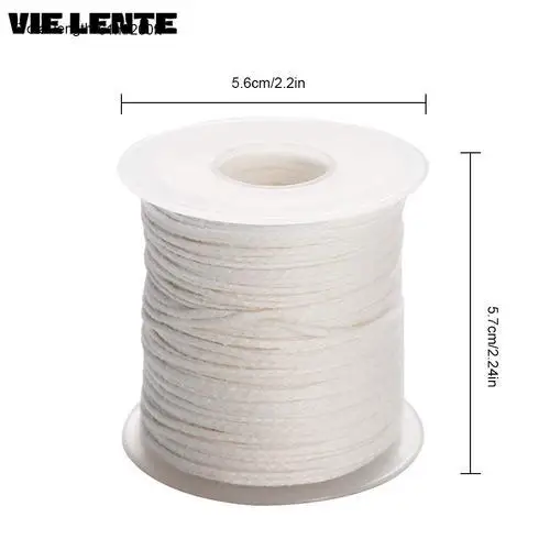 1 Roll 200 Feet 61M White Candle Wick Cotton Candle Woven Wick for Candle DIY and Candle Making Candle Making Supplies Accessory