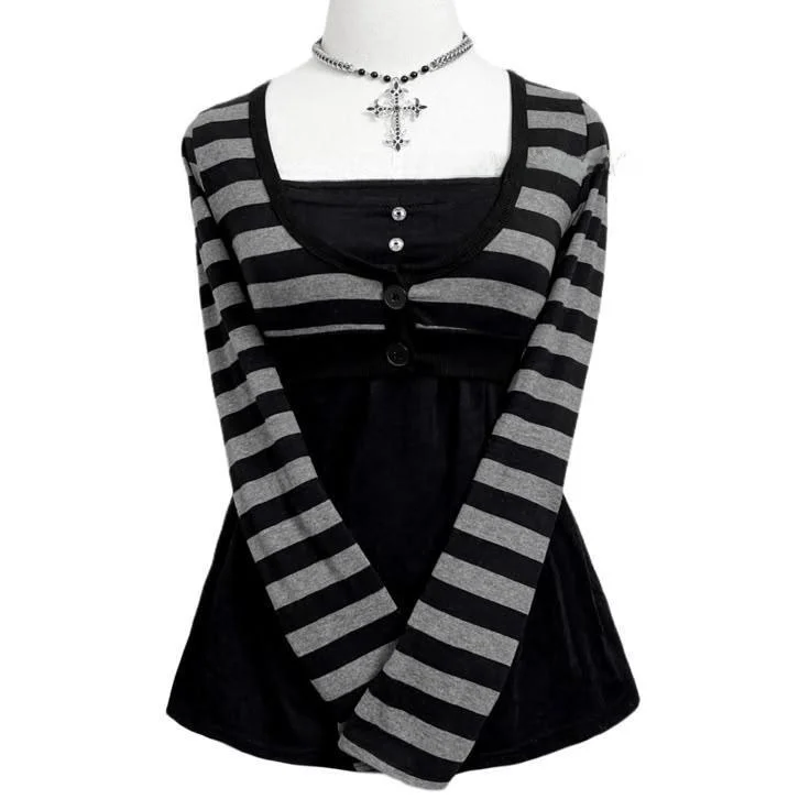 Women's Button up Long Sleeve T-Shirt Dark Style Creative Pattern Polyester Fabric No Brand Registered Trademark Autumn Wear