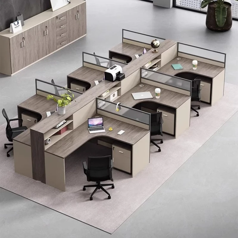 Staff desk, staff desk, table and chair combination, cross type double 4 quad 6 seater booth financial screen, simple and modern