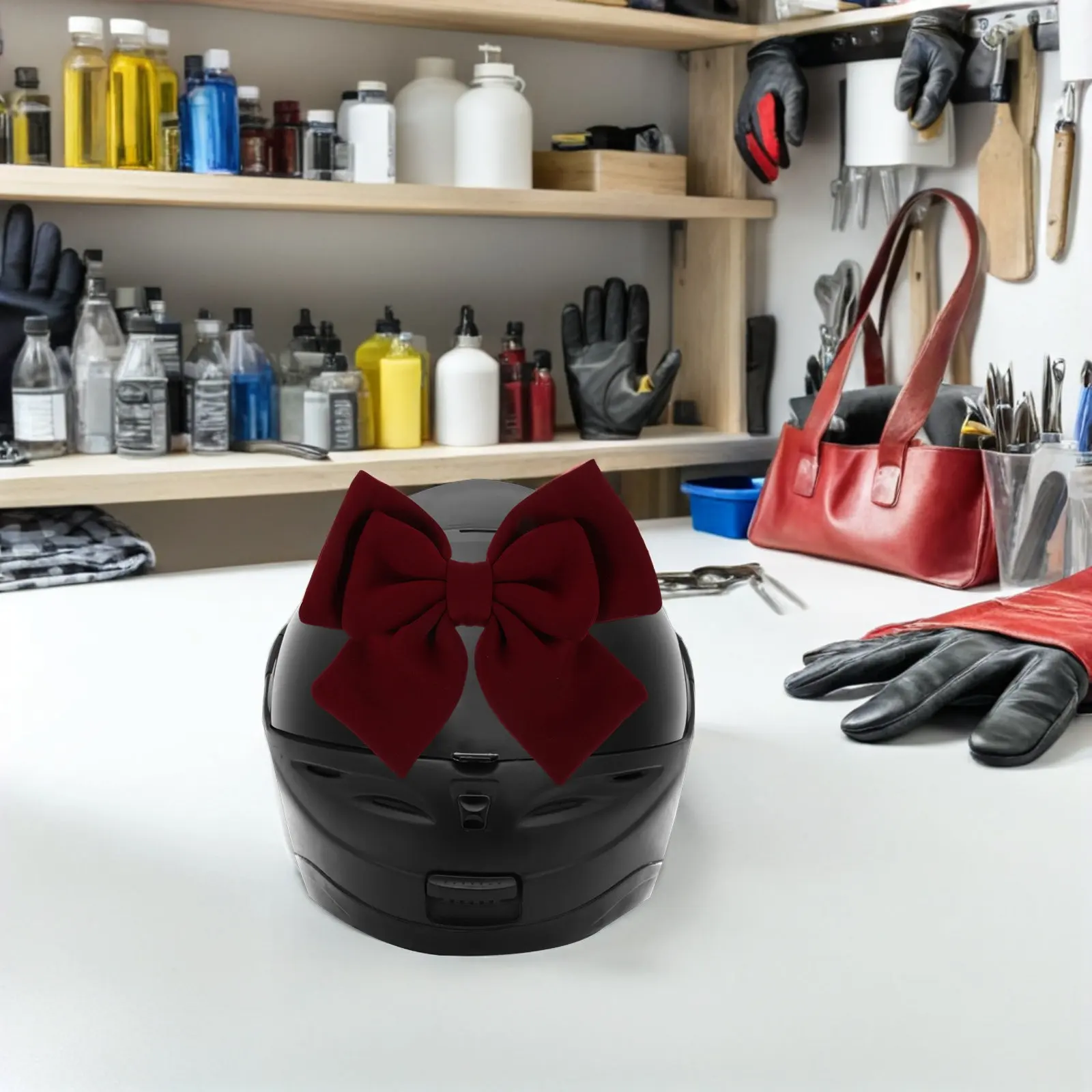 Large Removable Bow Decorative Motorcycle Accessories Fabric Bowknot for Women Motorcycle Bike Car Tail Bow