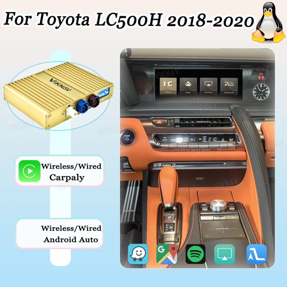 Viknav Linux System For Lexus LC500 2018-2020 OEM Car Decoder Interface Box Multimedia Android Auto Wireless LVDS Carplay Player