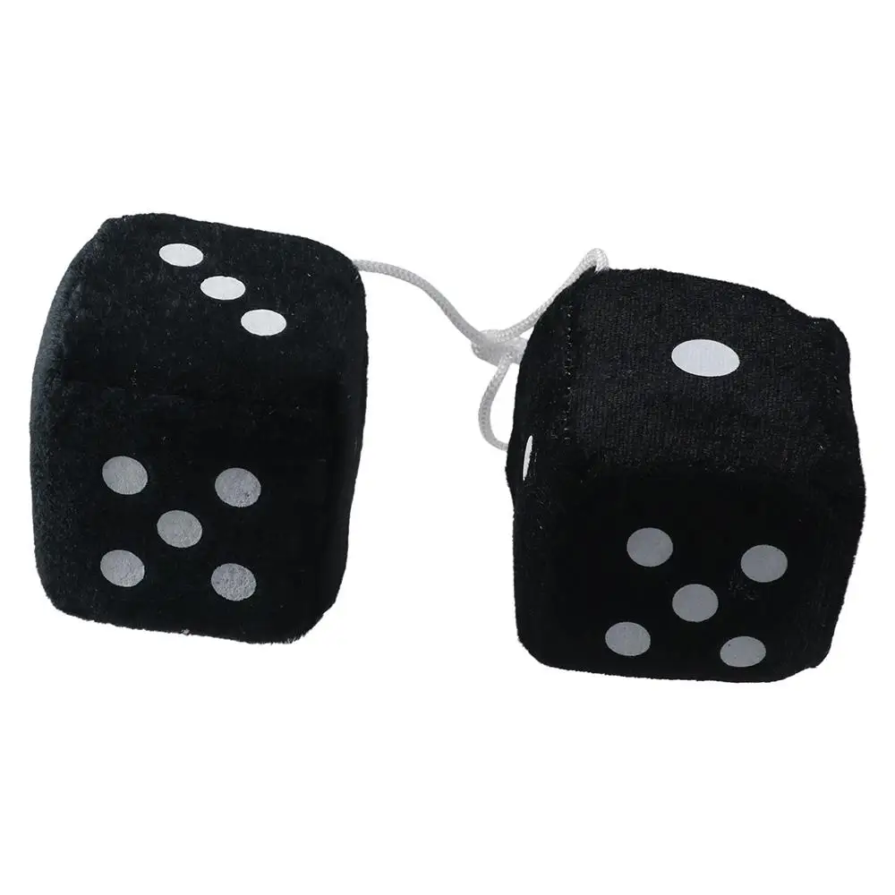 1pair Black Plush Dice Car Assessories Parts 70mm Black Car Mirror Hanging Accessories for Home