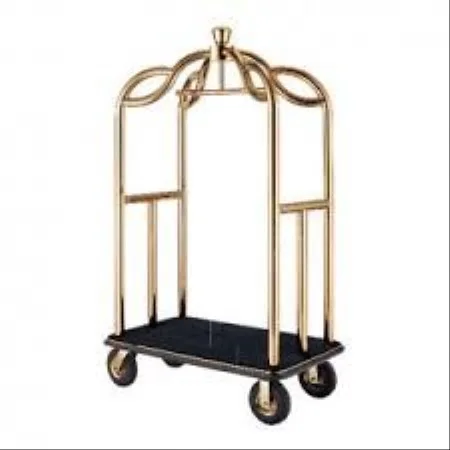 

New High Quality Birdcage Style Trolley Luggage Carts Custom Adjust Lobby Vintage Luxury Hotel Luggage Cart