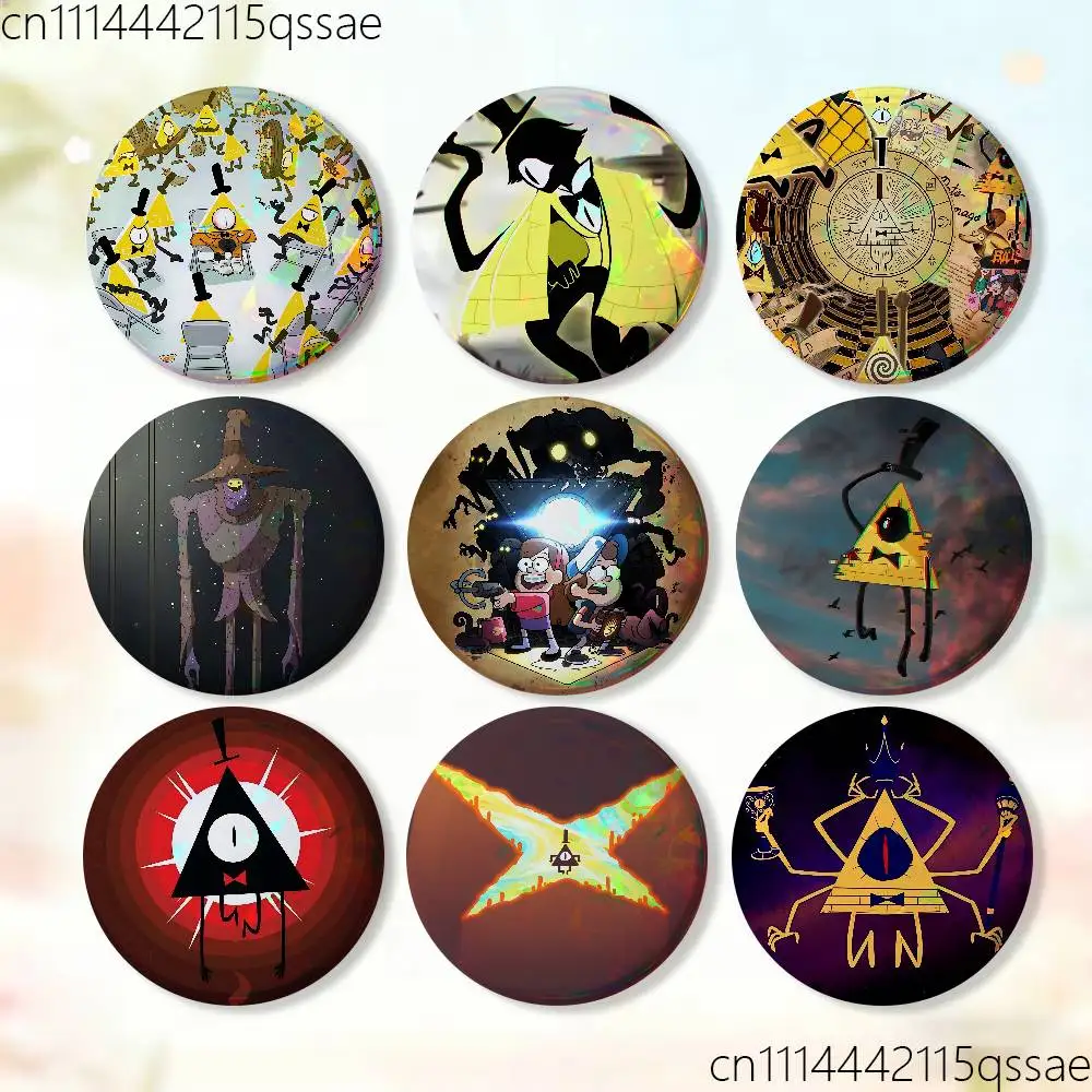 B-Bill Cipher G-Gravity Falls Badge Tinplate Soft Button Pin Brooch Metal Badge Custom Jewelry Accessories Hat Bag Lapel