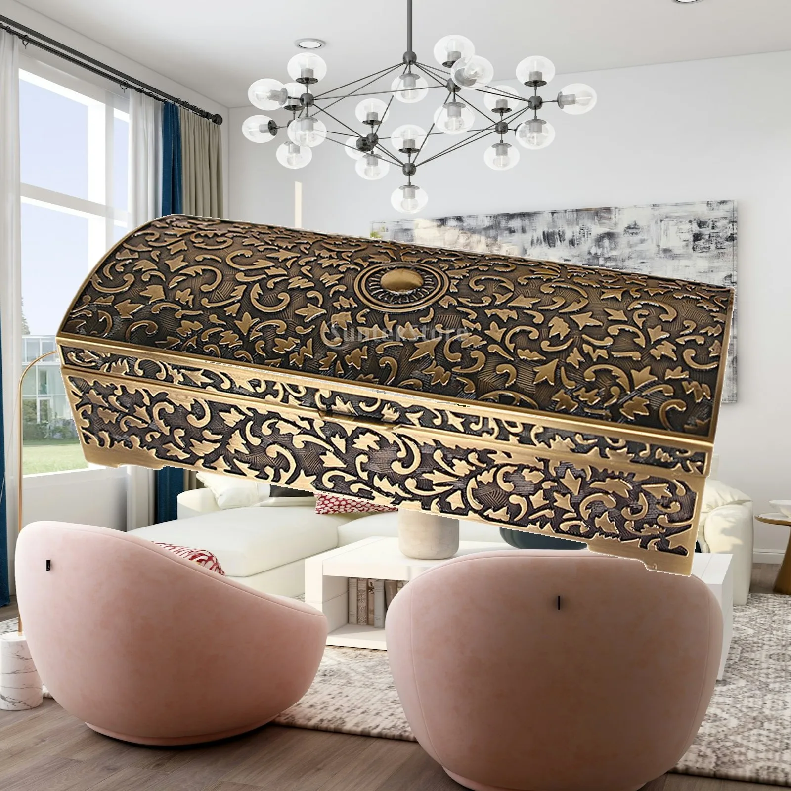 Vintage Style Jewelry Case Organizer with Floral Pattern Enamel for Necklace Bracelet Earring Storage Home Decor Casket