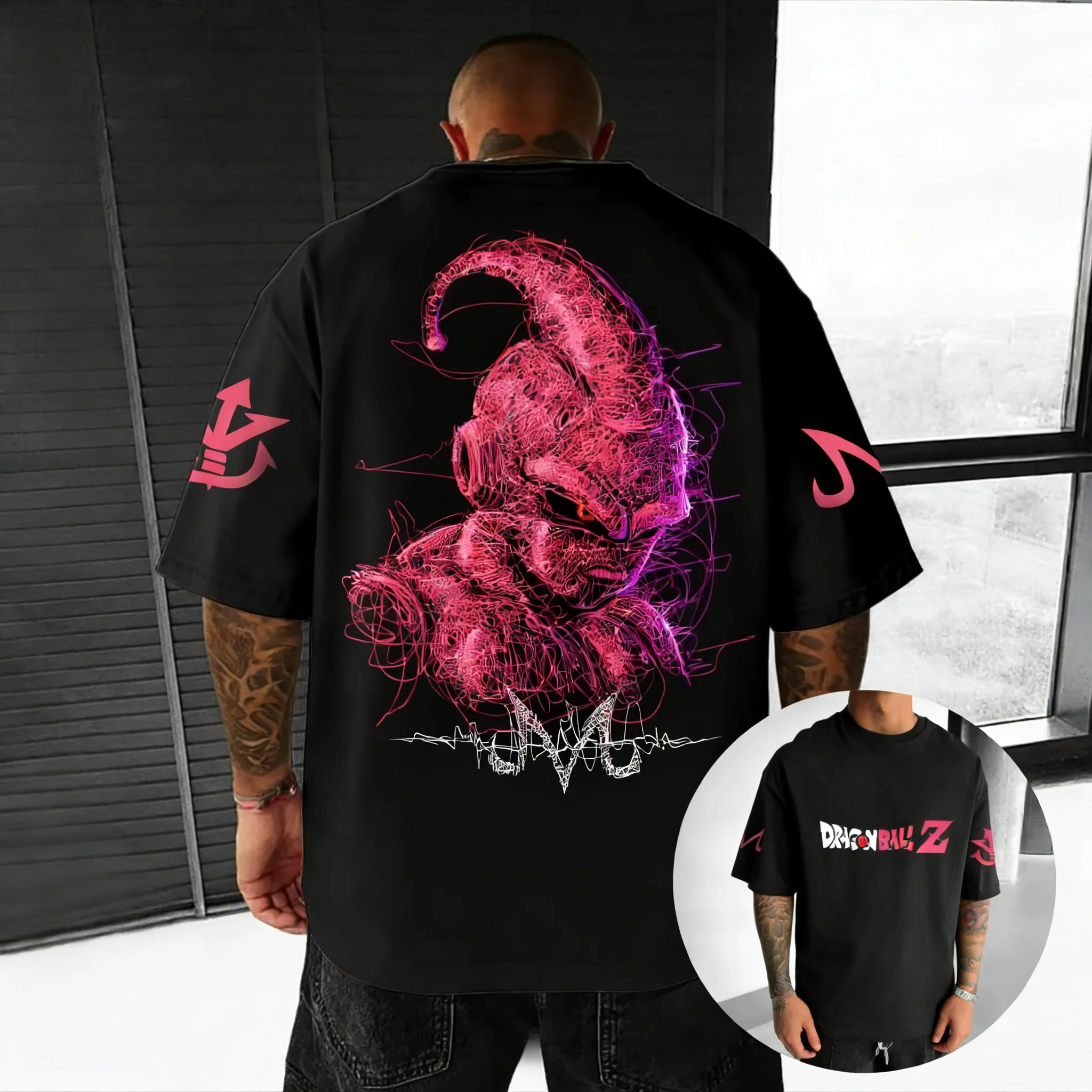 Dragon Ball Anime Cotton T-shirt Summer New Majin Buu Printed Men's and Women's Street Hip Hop Loose Casual Parent Child Top