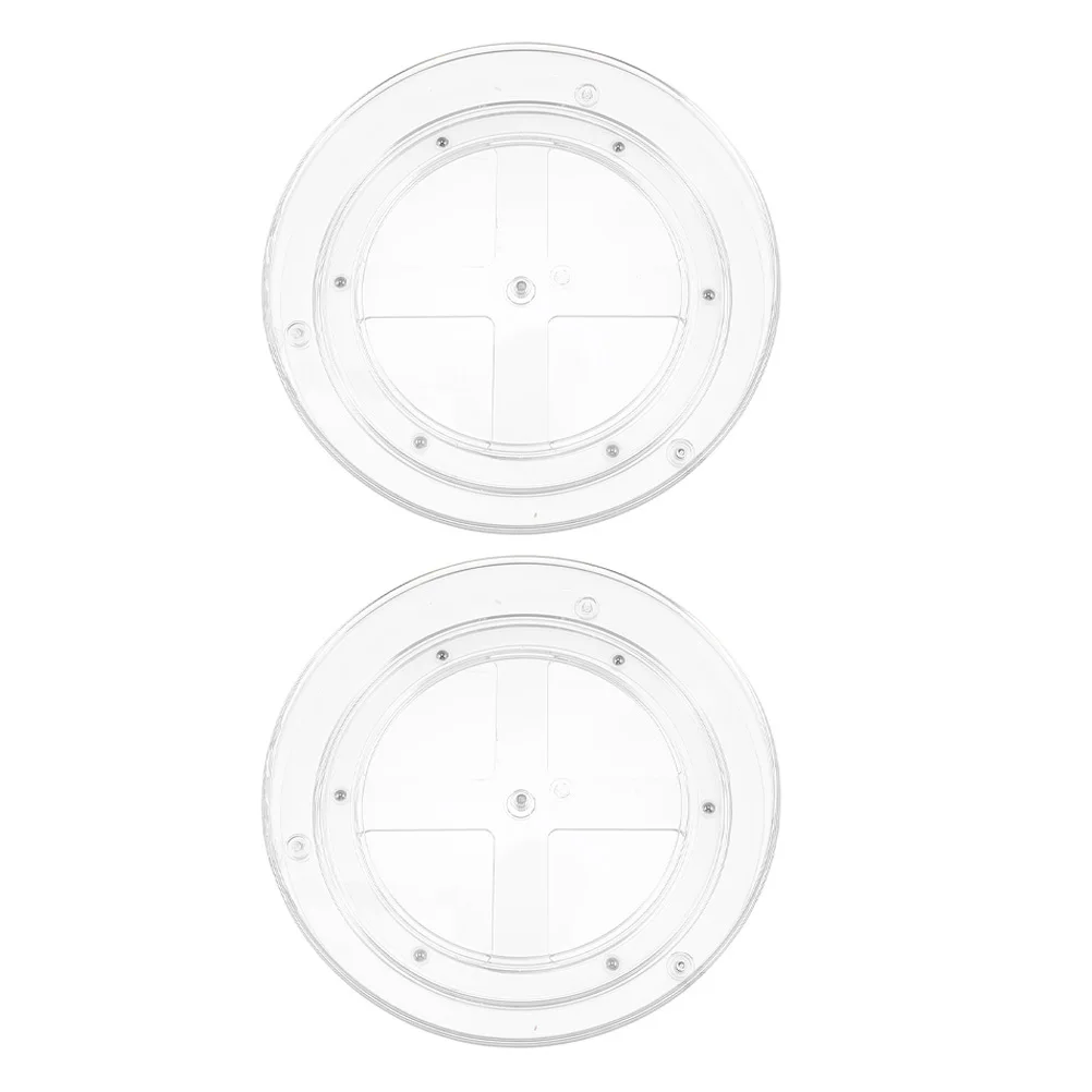 

2pcs Turntable Spice Holder Kitchen Countertop Storage Rack Acrylic Makeup Organizer Transparent Condiment Tray Home Accessories