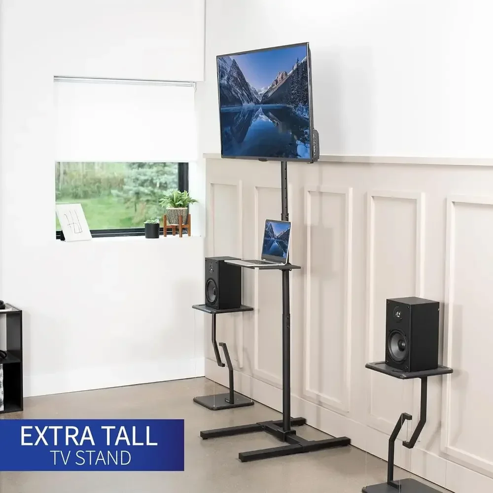 Adjustable Tall TV Stand for 13-50 Inch Screens, Compatible with Smart TVs, Curved Monitors, and Fitness Equipment