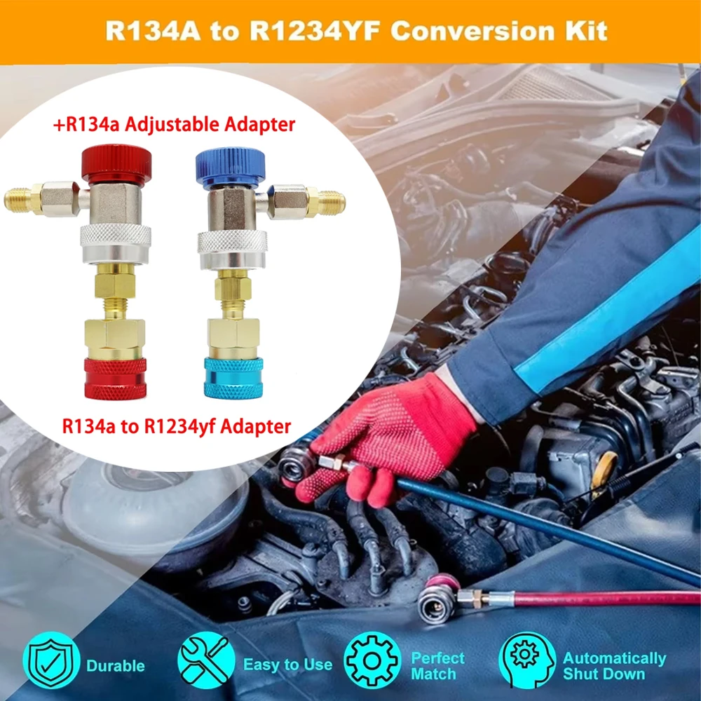 

Adapter Quick Fitting Coupler For R1234YF To R134A High Low Side Adapter Fitting Connector Car Airconditioning Fitting Car Tools