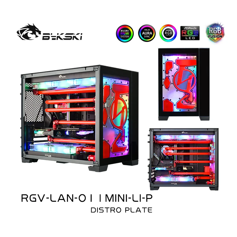 Bykaki RGV-LAN-O11MINI-LI-P، مشعاع لوحة توزيع أمامية RGB لحقيبة Lianli O11 MINI، مضخة خزان المياه لخزان المياه