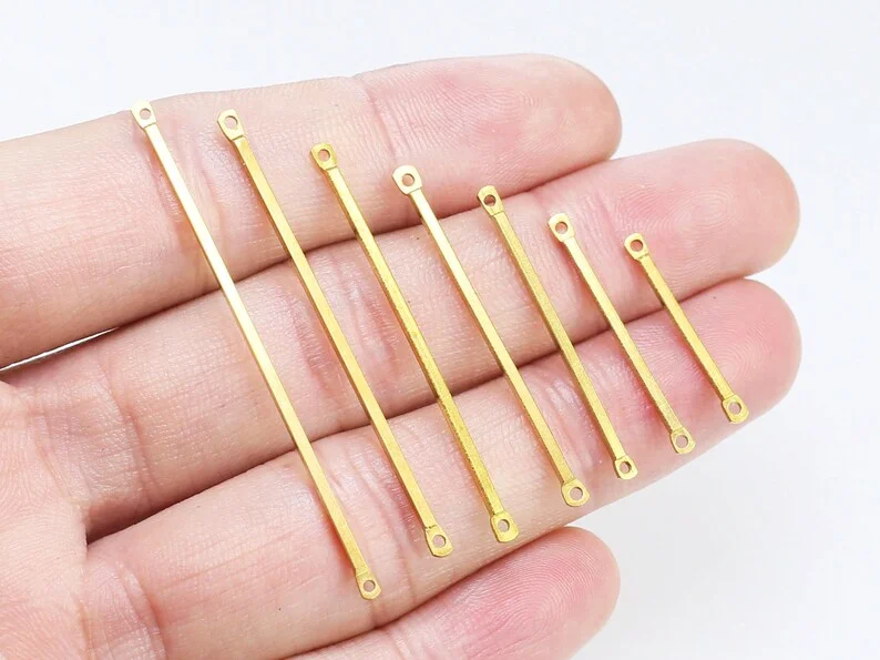 50pcs Brass Square Stick Charm, Link Chain Connector, 15mm 20mm 25mm 30mm 35mm 40mm 45mm -Dia 1.2mm, Earring Charms R2100