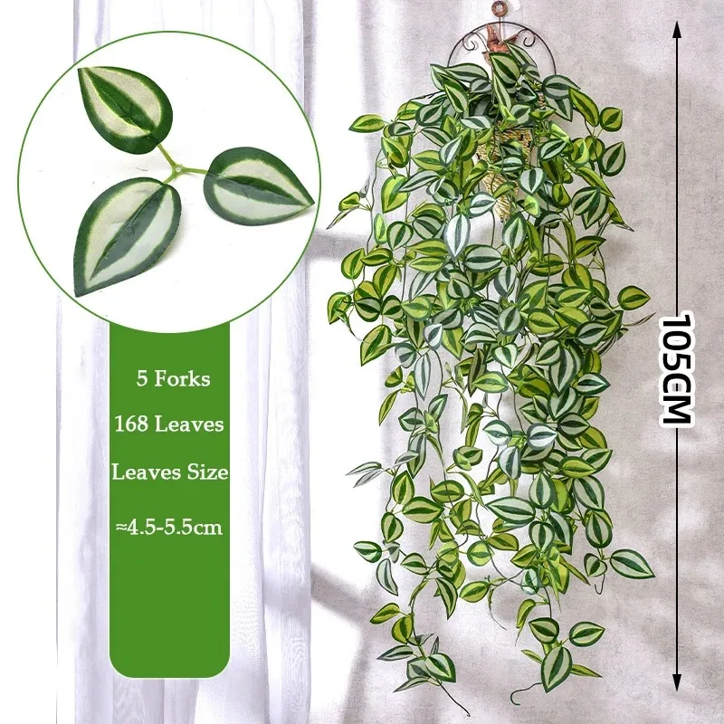 5 Forks Artificial Vines Plants Outdoor Plastic Creeper Green Ivy Wall Hanging Plants Branch For Home Garden Wedding Decor - view 5
