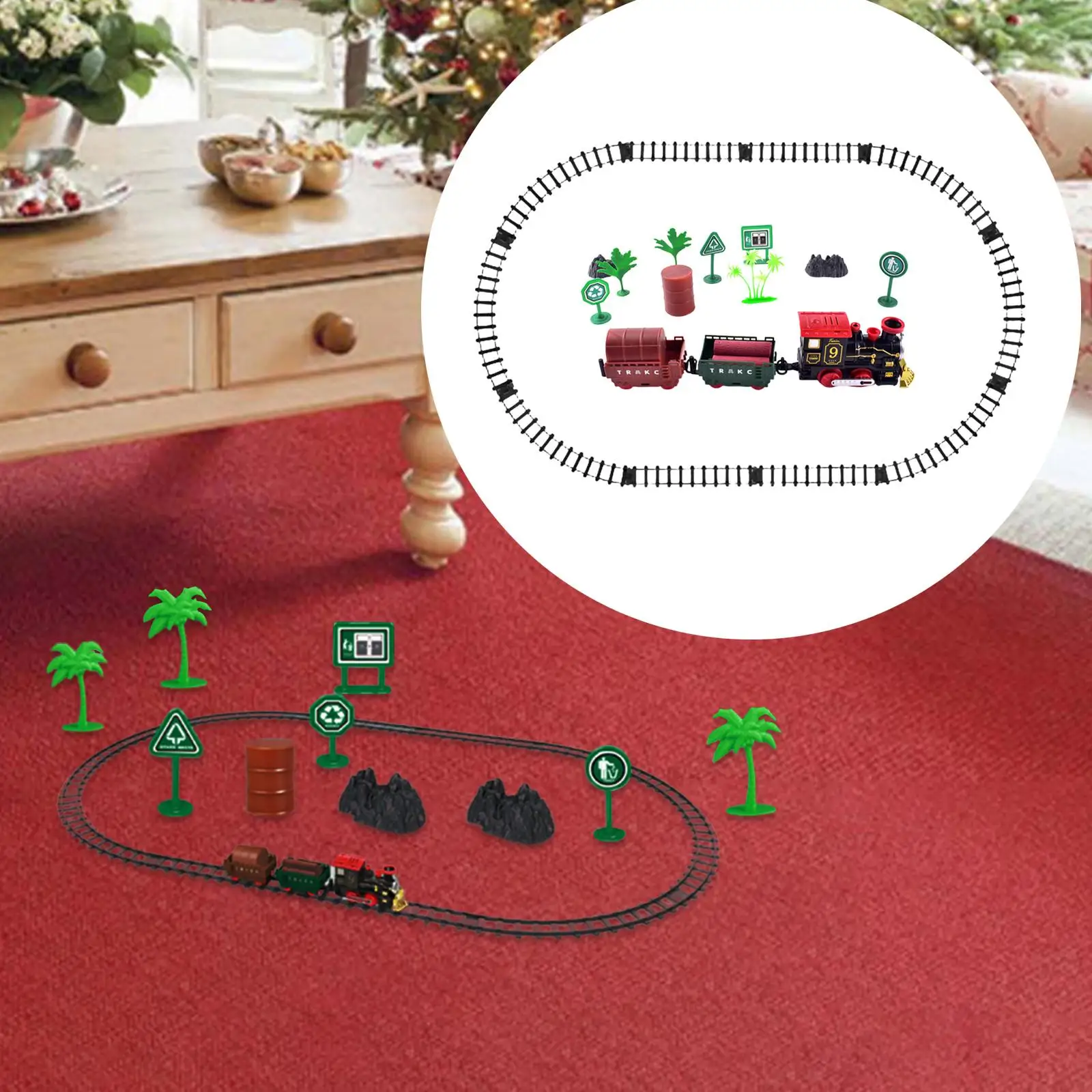 Christmas Electric Train Set Steam Train Electric Rail Car Retro Car Christmas