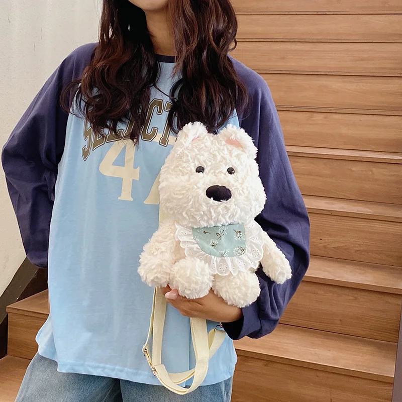Unique Super Cute Westie Dog Plush Backpack 2025 New Arrive Bag For Phone＆coins Must-have For Girl Street Style Trendy Accessory