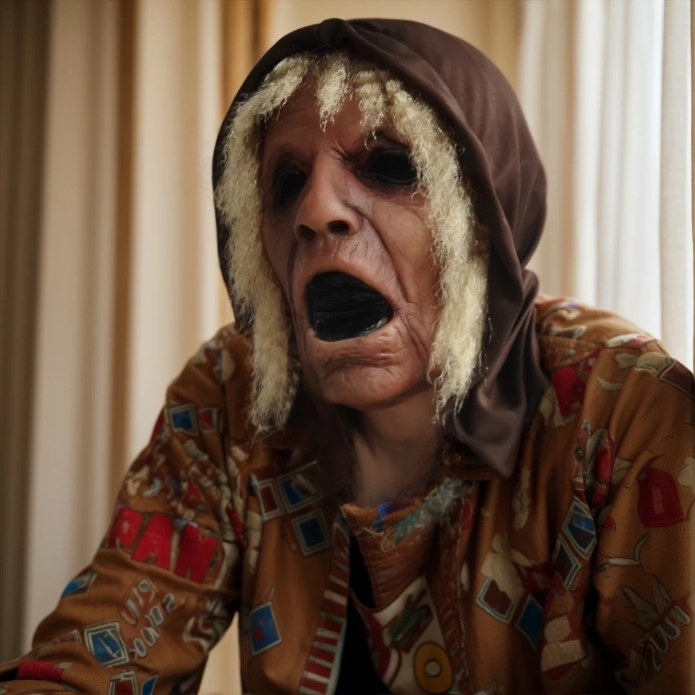 Realistyczna, przerażająca maska na głowę z gumy z otwartymi ustami, imitująca krzyk, kostium starca na Halloween, akcesorium na imprezy.