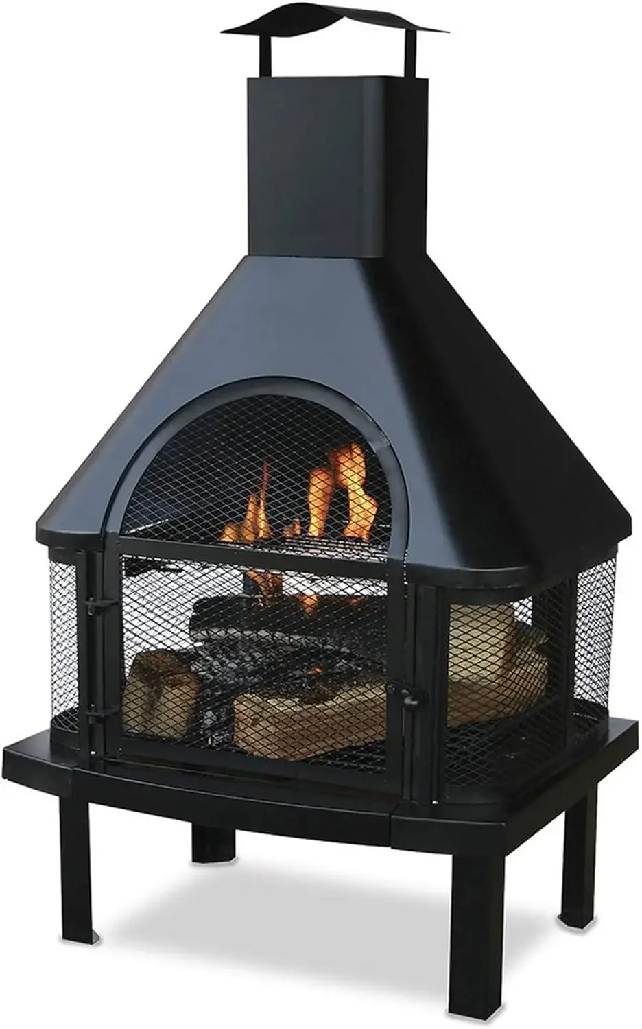 Chimenea de leña Chimenea de acero al aire libre Cuenco de fuego rectangular para patio trasero o calefacción de hoguera de cubierta, negro