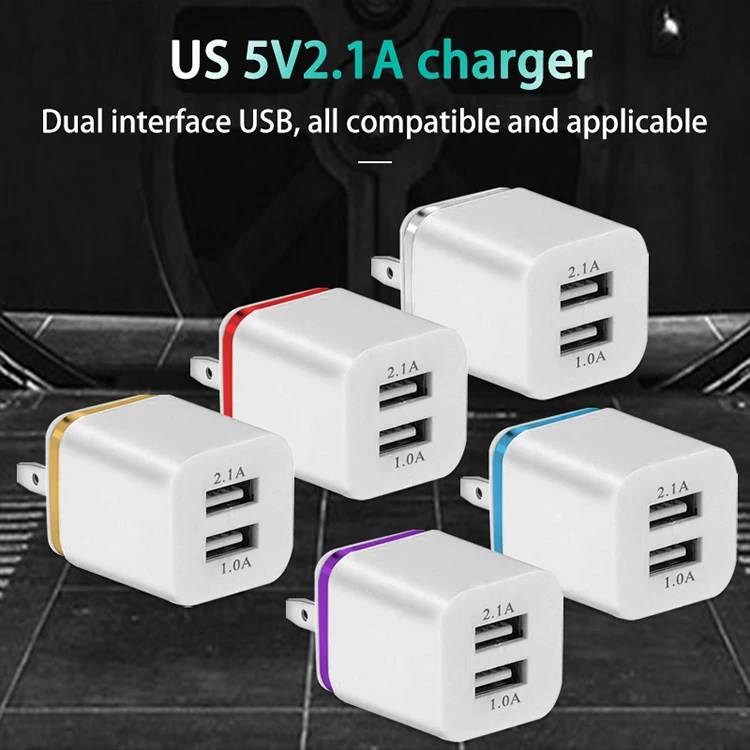 US EU Plug AC DC 5V 2.1A 2A 10W Universal Adapter Power Socket Mobile Phone Travel Wall Charger Dual Port Usb Charger