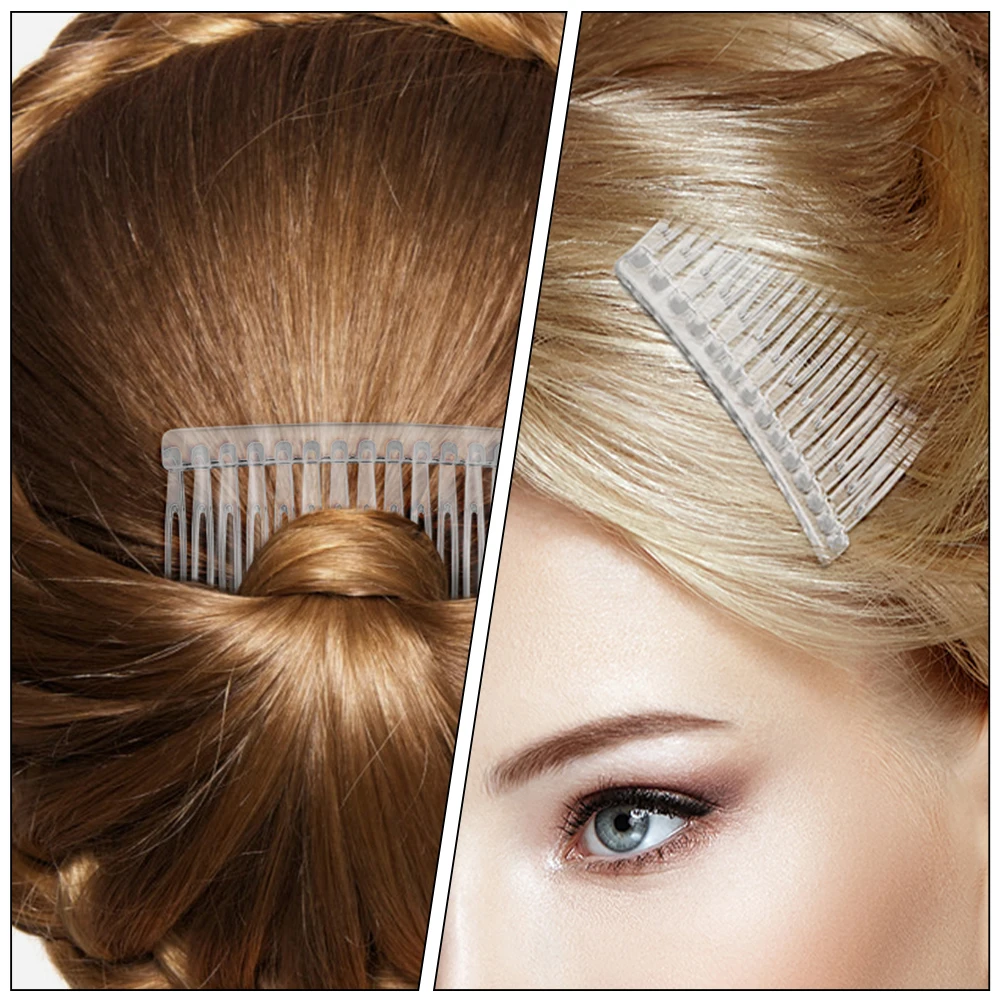 

20 pcs Clear Hair Comb Transparent Bridal Wedding Women Plastic Side Combs for Party Photo Event Decorative Use