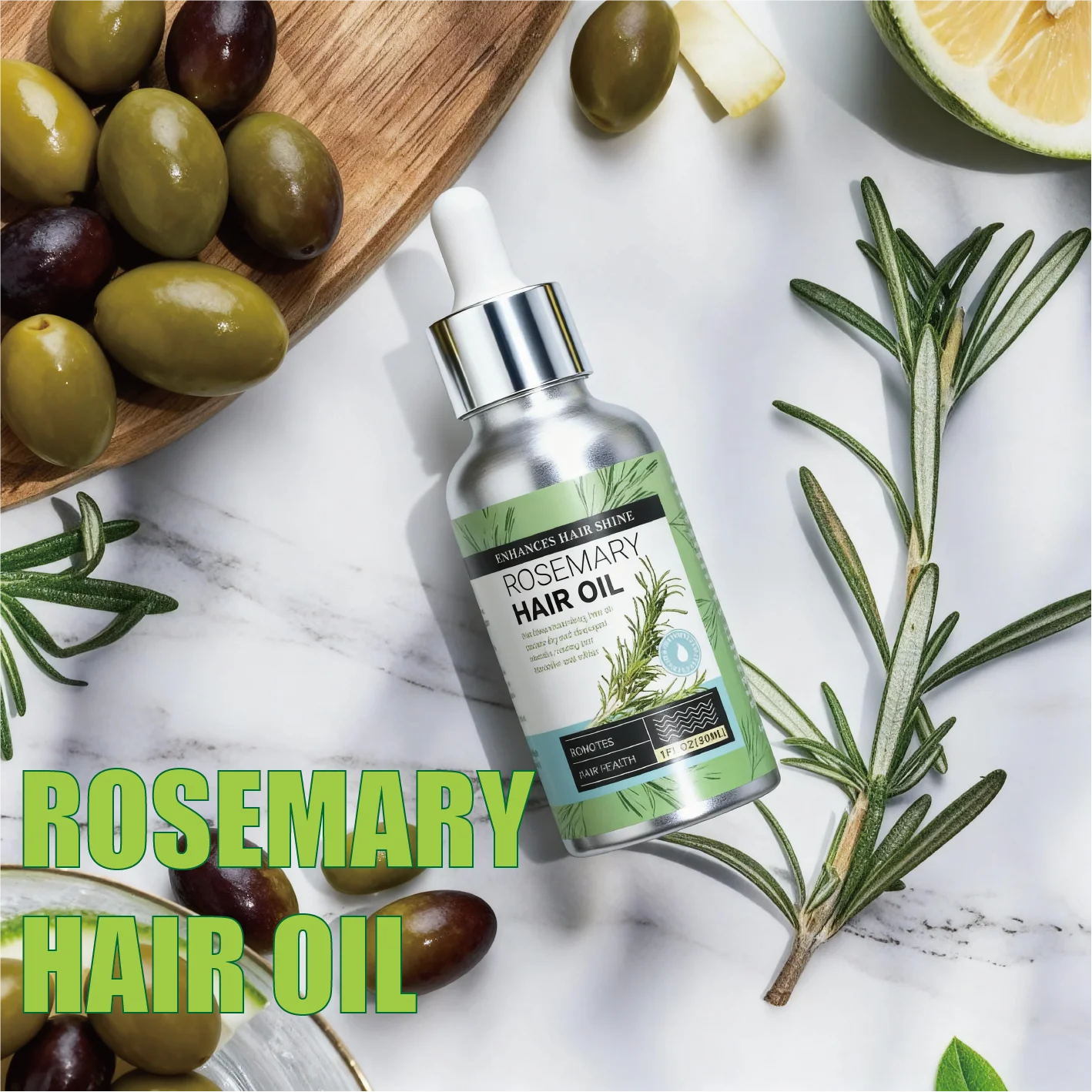 6-in-1 Rosemary Essential Oil, 60ml Natural Organic and Herbal Scented for Hair & Skin Care, DIY Crafts, Festival Gift Idea