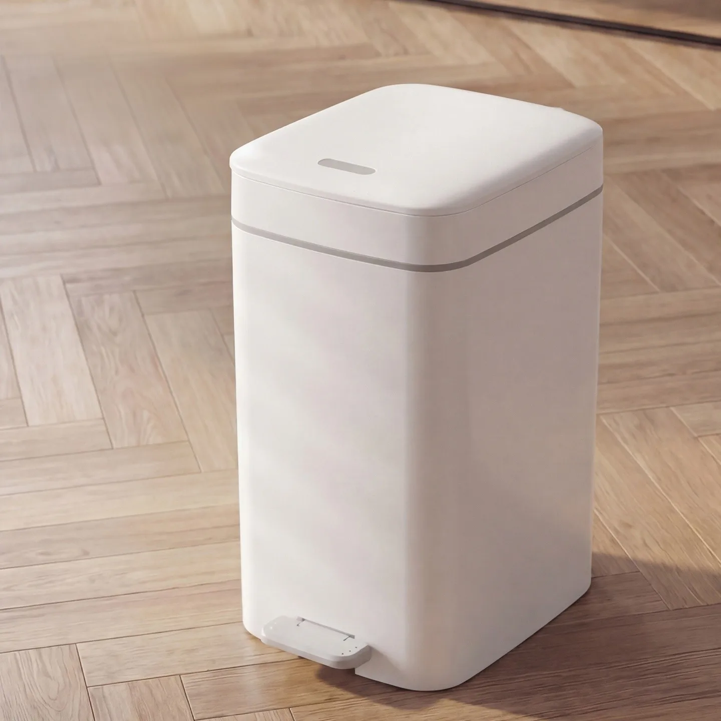 Large Capacity Kitchen Trash Can Single Pack Fashionable High Aesthetic Foot Pedal Press Cover Odor Resistant Thick PP Material