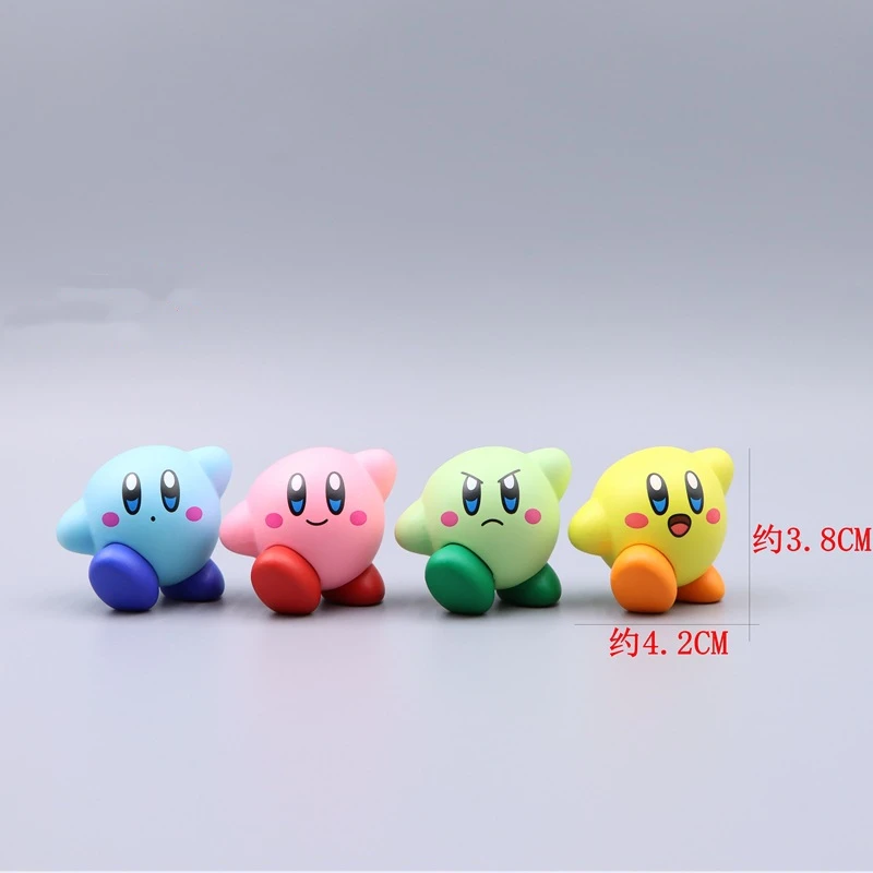 4pcs/set Game Kirby Q Version kawaii Running posture Action Figure PVC model Statue Toys Cake accessories Collectible Gifts