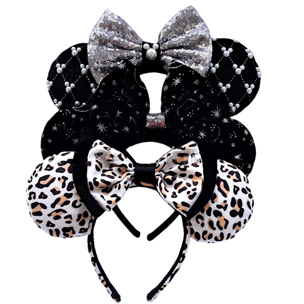 Mickey Mouse Headband Leopard velvet Ear Christmas Halloween Party Hairwear Cosplay Adult/Child Hairs Accessories For Women view 6