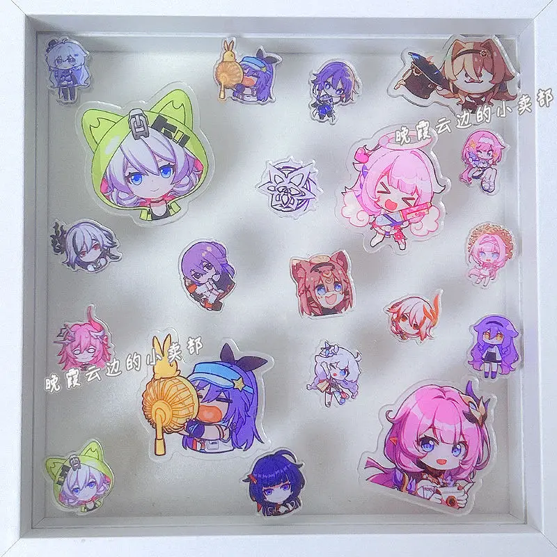 Honkai Impact 3 Valkyrie 35Pcs/Set 2cm 4cm Patch Keychain Hair Tie Refrigerator Sticker Phone Case DIY Accessories Acrylic Sheet