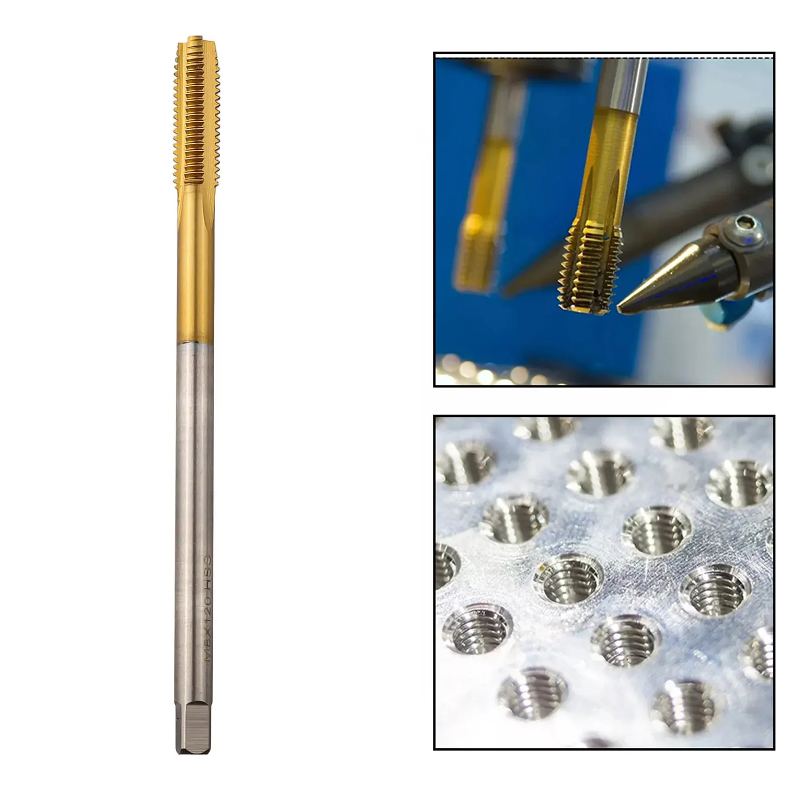 صنبور لولبي متري طويل جدًا M8 x 1 25 بتصميم فولاذي مستقيم عالي السرعة TiCoated لأداء التنصت المحسن