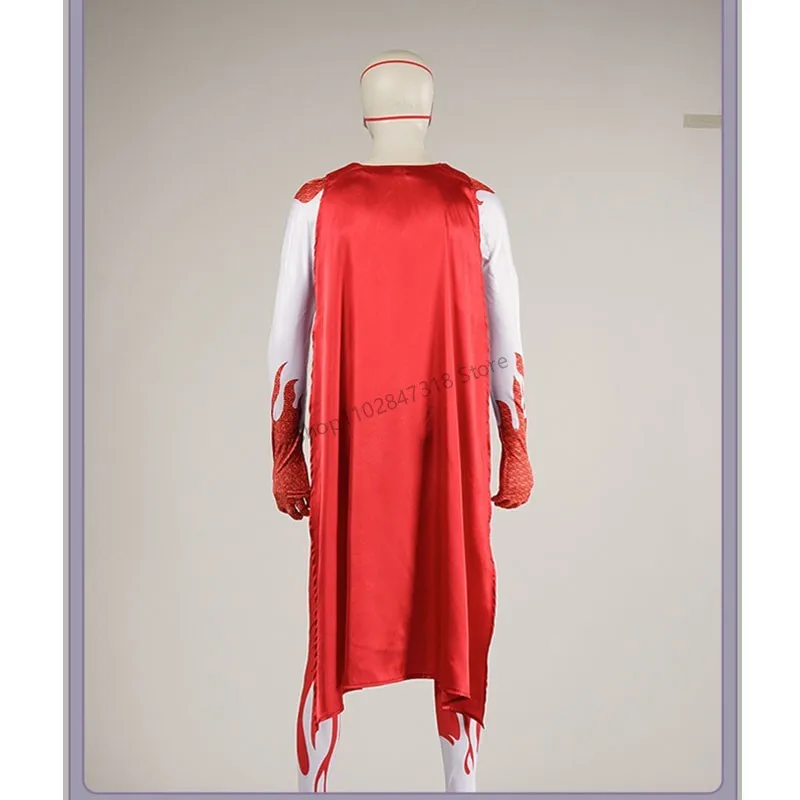 Anime Tighten 코스프레 의상 Megamind 슈퍼 악당 타이탄 점프 슈트 및 마스크 망토 할로윈 카니발 슈퍼 히어로 바디 슈트