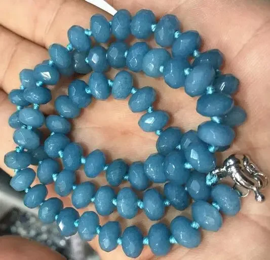 

NEW 5x8mm blue Brazilian new Faceted Gem Abacus Beads Necklace 18"AAA