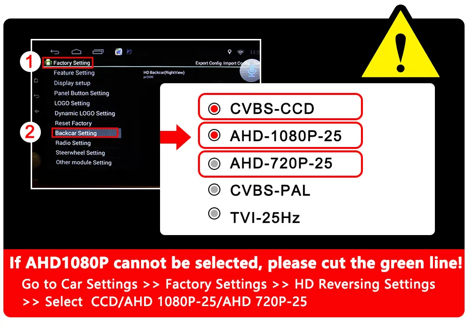 18,5mm AHD 1080P 720P CVBS CCD Auto-Rückfahrkamera mit DIP-Schalter, Fischaugen-Objektiv, Nachtsicht, Wasserdichte Einparkhilfe-Kamera – Detail 3