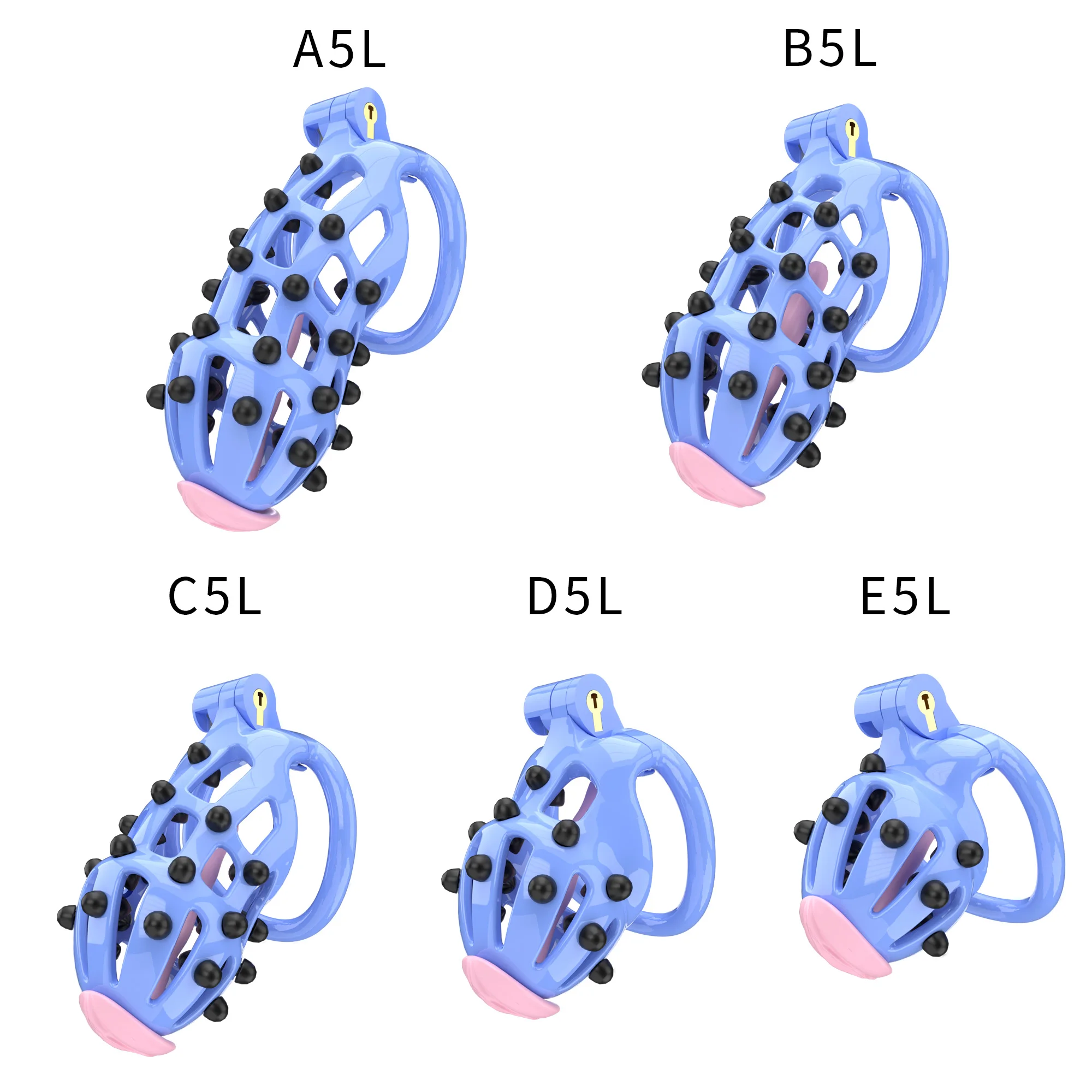 BDSM Removable Spike Sissy Chastity Cage 5 Sizes Cage&5 Sizes Penis Ring ์ ์กฐ๋ Penis Lock Male Adult Products Couples Erotica 18+