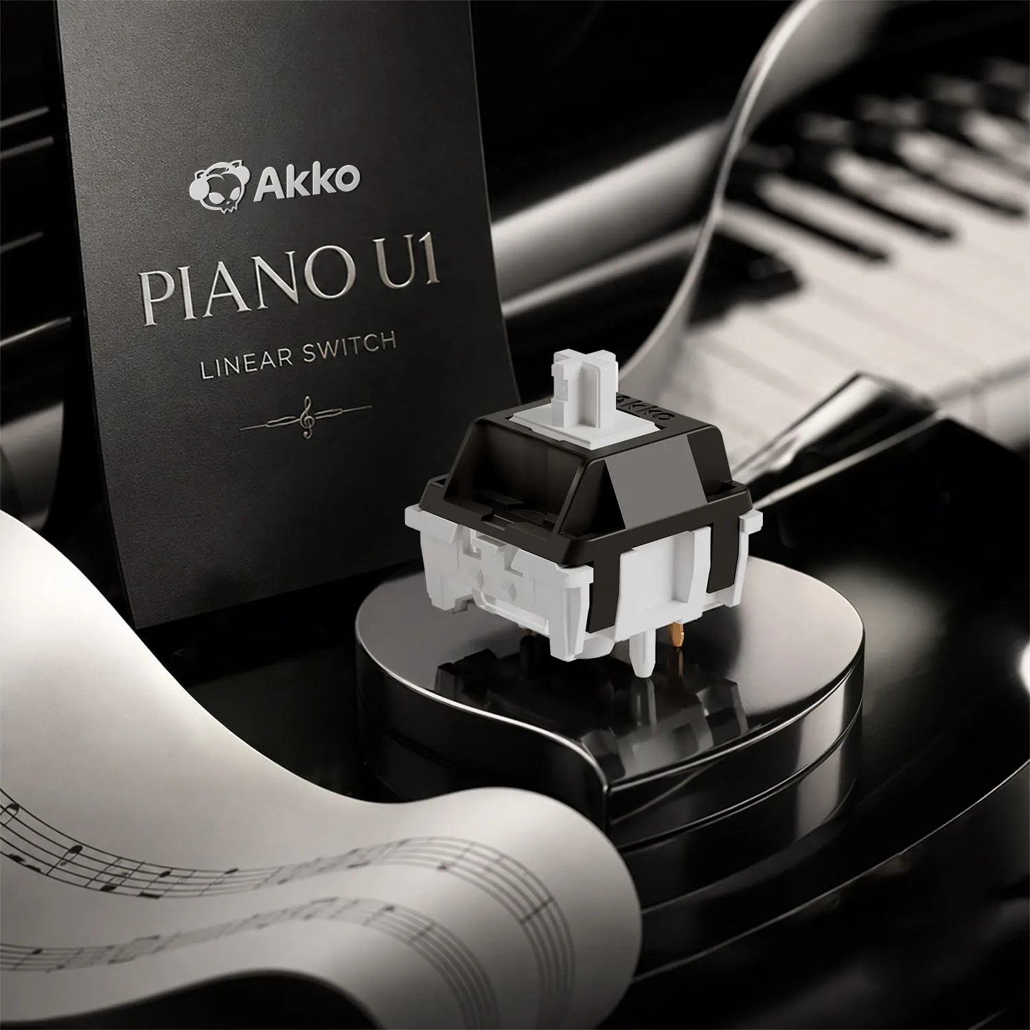 interruptores lineales akko piano u1 45g5g lubricados de fabrica suaves 5 pines intercambiables en caliente accesorios para teclado mecanico