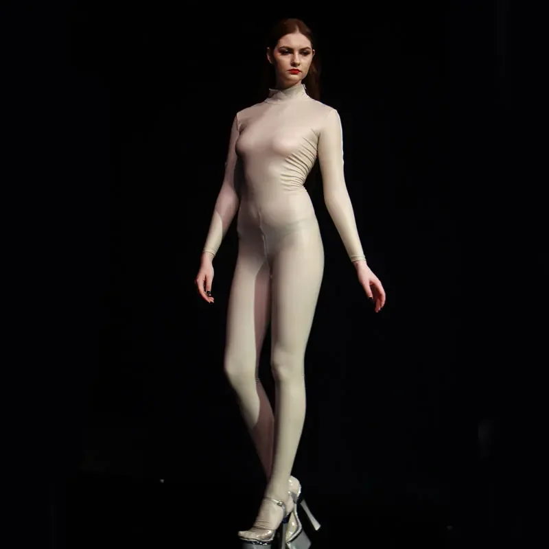 مثير المرأة كامل الجسم لامعة يوتار ارتداءها اللاتكس اتجاهين سستة مفتوحة المنشعب مطاطا ارتداءها موتو و السائق نادي ملابس الرقص FX170