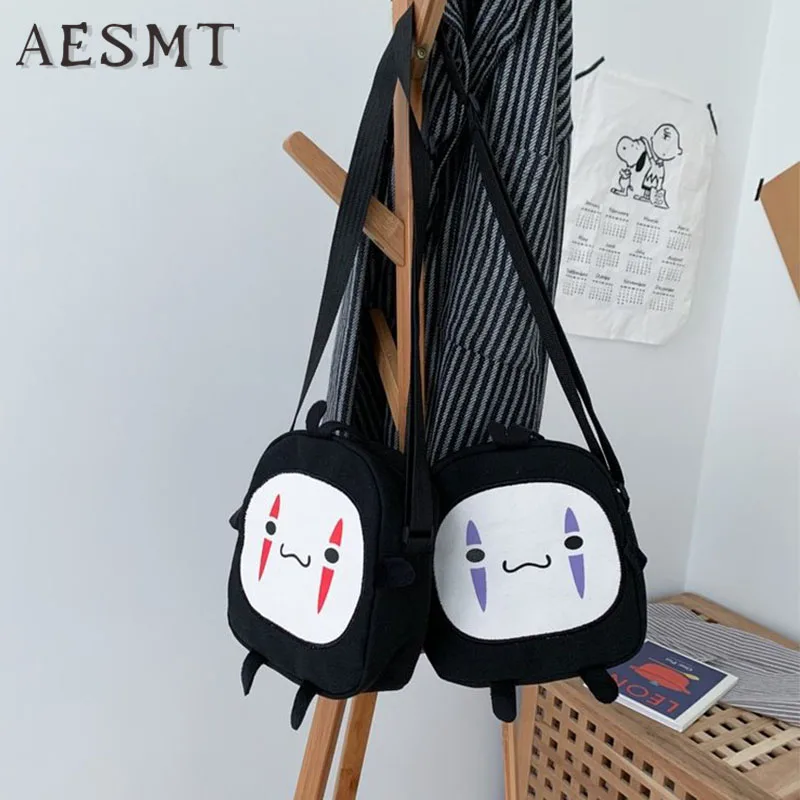 Anime Cute No Face Man Plush Bag Hayao Miyazaki Messenger Bag for Kids Adults Kawaii School Bags Unisex