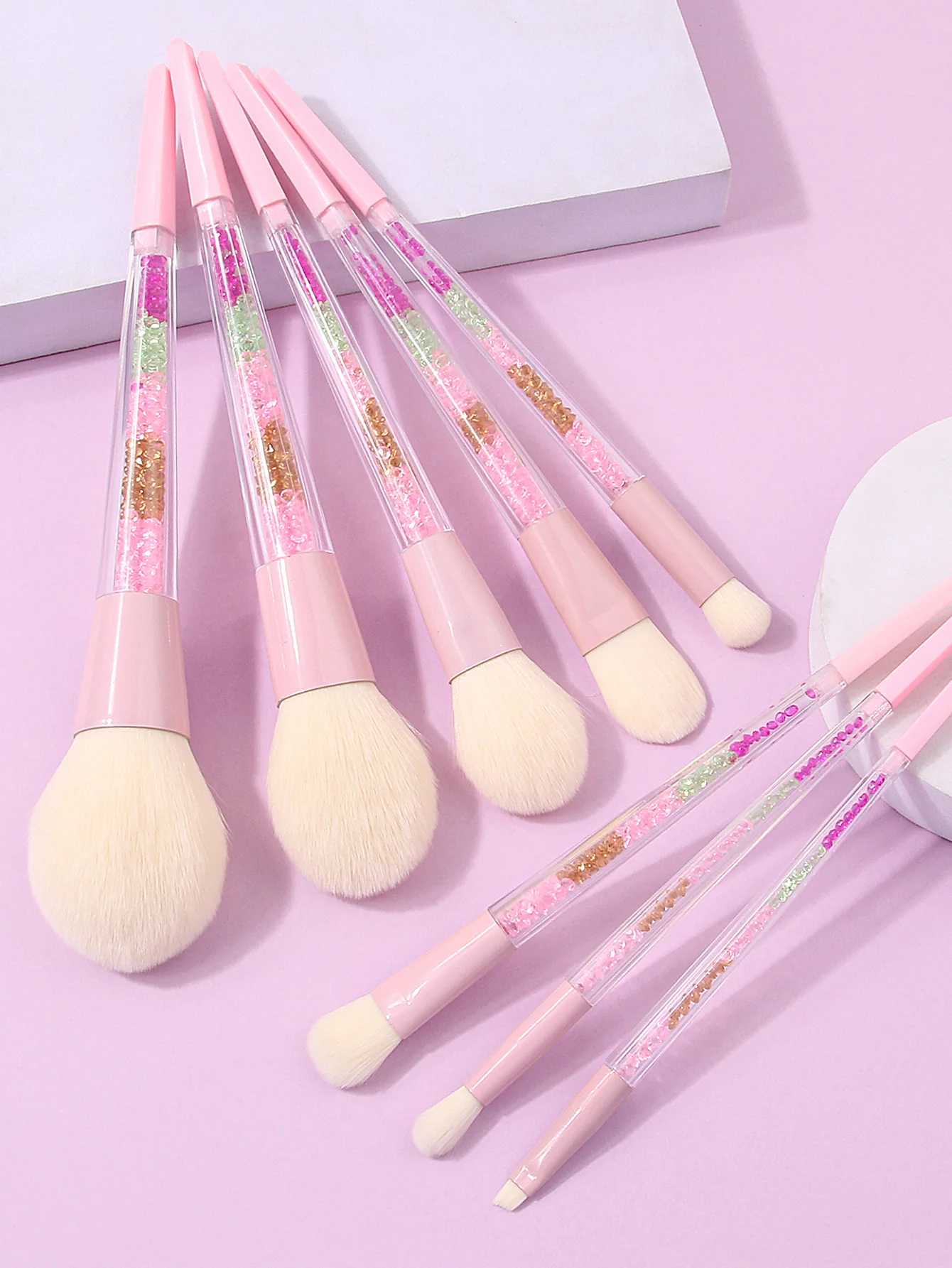 High-end luxury diamond makeup brush set 8PCS super soft brush large loose brush, blush brush, contouring brush, flame brush, hi