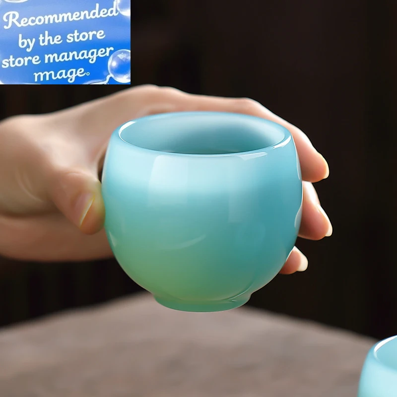 

Tianqing нефритовая фарфоровая чашка, одна чашка, большая стеклянная персональная чашка Ruyi, китайский чайный сервиз кунг-фу, чайный сервиз, аксессуары