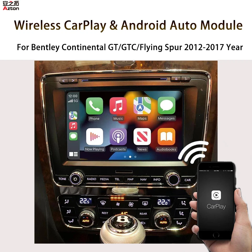 

AZTON беспроводной Apple CarPlay Android автомобильный декодер интерфейсная коробка для Bentley Continental GT Flying OEM комплект обновления