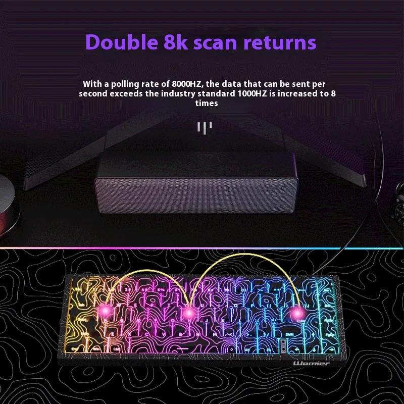 Womier M68HE Customized Magnetic Swtich Gaming Keyboard E-sport Driver 0.04RT SOCD Hot Swap 0.125ms Latency 8K RGB Keyboard Gift