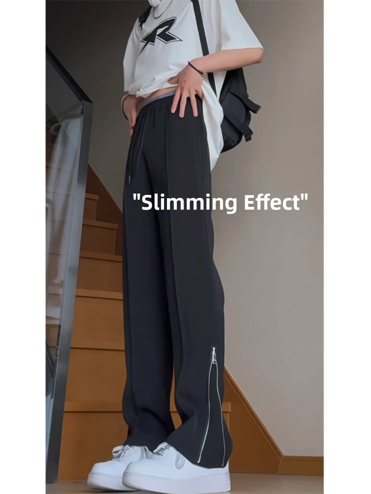 

Мужские летние тонкие брюки Bla прямого кроя, струящиеся, с молниями на манжетах, зауженные, классические, повседневные, длинные, визуально стройнящие ноги