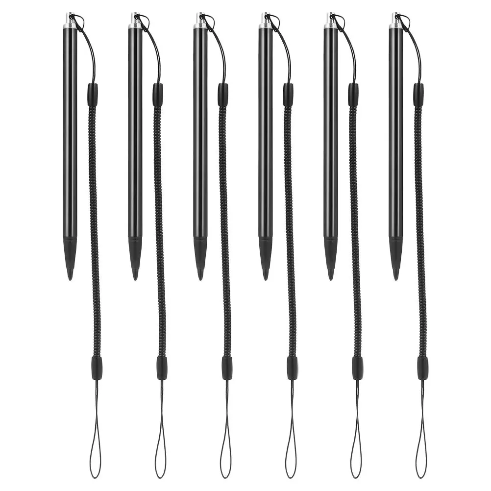 6Pcs Resistive Stylus Pens Metal Anti-Lost Tether Tablet Stylus Tool for Touch Screen Devices Precision Drawing Writing