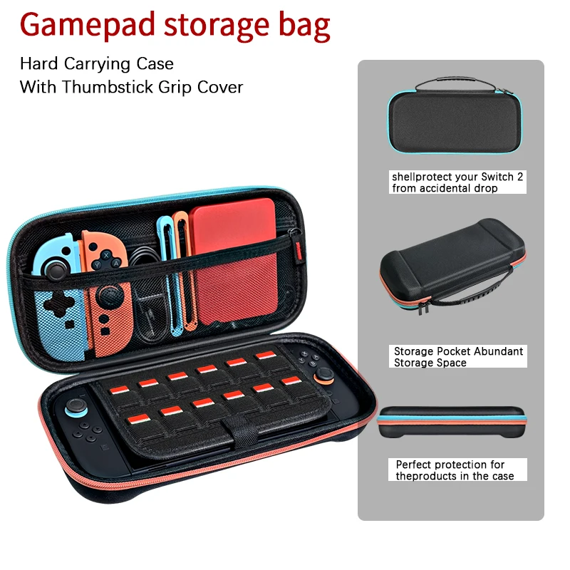 Suitable for Switch2 Second-Generation Game Console Storage Bag, Red and Blue Color Matching Protective Bag
