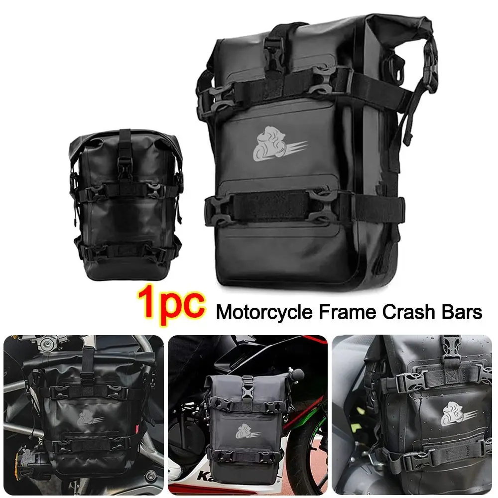 PVC Motorcycle Bumper Bag Black Waterproof Protective Bar Side Bag Scratch proof Large Capacity Motorcycle Frame Crash Bars